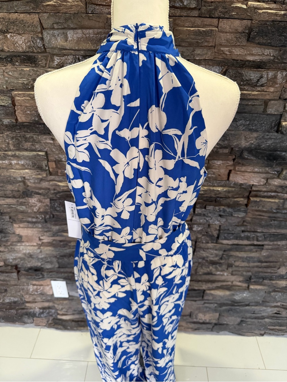 London Times Blue and White Floral Halter Maxi - Picture 10 of 16